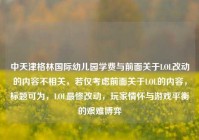 中天津格林国际幼儿园学费与前面关于LOL改动的内容不相关，若仅考虑前面关于LOL的内容，标题可为，LOL最惨改动，玩家情怀与游戏平衡的艰难博弈