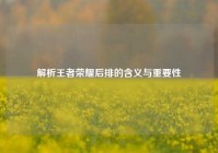 解析王者荣耀后排的含义与重要性