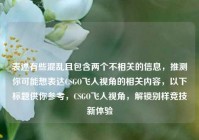 表述有些混乱且包含两个不相关的信息，推测你可能想表达CSGO飞人视角的相关内容，以下标题供你参考，CSGO飞人视角，解锁别样竞技新体验