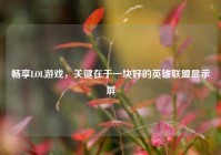 畅享LOL游戏，关键在于一块好的英雄联盟显示屏
