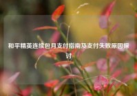 和平精英连续包月支付指南及支付失败原因探讨