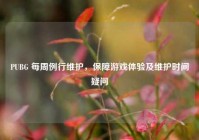 PUBG 每周例行维护，保障游戏体验及维护时间疑问