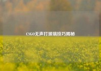 CSGO无声打玻璃技巧揭秘