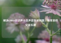 解决COD16说话声小及声音异常问题，畅享游戏交流乐趣