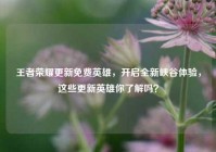 王者荣耀更新免费英雄，开启全新峡谷体验，这些更新英雄你了解吗？