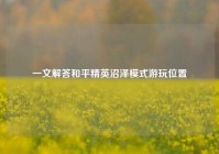 一文解答和平精英沼泽模式游玩位置