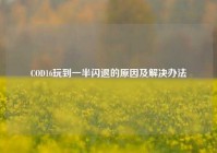 COD16玩到一半闪退的原因及解决办法