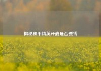 揭秘和平精英开麦是否要钱