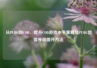 从PUBG到COD，提升COD游戏水平策略及PUBG信誉等级提升方法