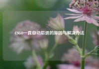 CSGO一直自动后退的原因与解决办法