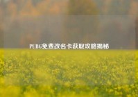 PUBG免费改名卡获取攻略揭秘