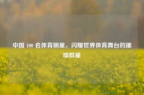 中国 100 名体育明星,闪耀世界体育舞台的璀璨群星