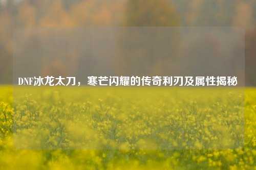 DNF冰龙太刀，寒芒闪耀的传奇利刃及属性揭秘