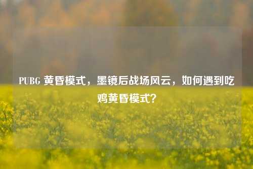 PUBG 黄昏模式,墨镜后战场风云,如何遇到吃鸡黄昏模式?