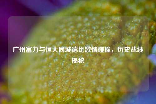 广州富力与恒大同城德比激情碰撞,历史战绩揭秘