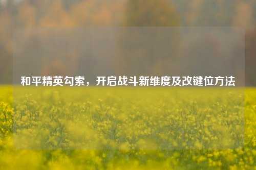 和平精英勾索,开启战斗新维度及改键位方法