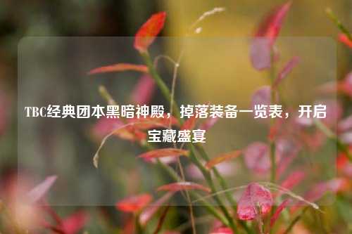 TBC经典团本黑暗神殿,掉落装备一览表,开启宝藏盛宴
