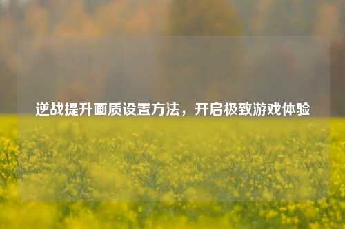 逆战提升画质设置方法，开启极致游戏体验