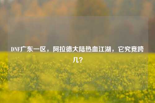 DNF广东一区,阿拉德大陆热血江湖,它究竟跨几?