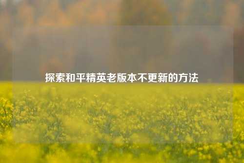 探索和平精英老版本不更新的方法