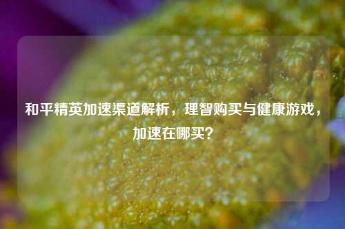 和平精英加速渠道解析,理智购买与健康游戏,加速在哪买?
