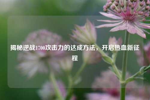 揭秘逆战1700攻击力的达成方法,开启热血新征程