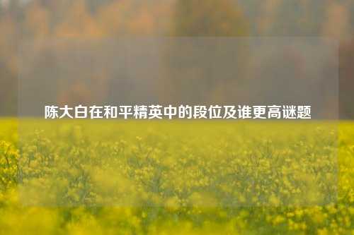 陈大白在和平精英中的段位及谁更高谜题