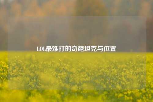 LOL最难打的奇葩坦克与位置