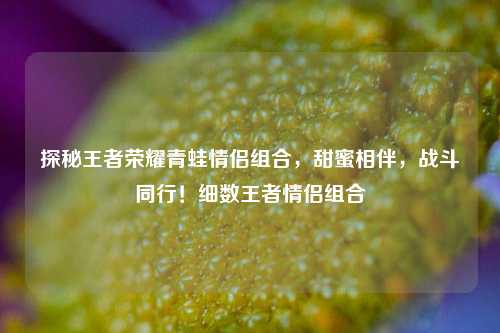 探秘王者荣耀青蛙情侣组合,甜蜜相伴,战斗同行!细数王者情侣组合