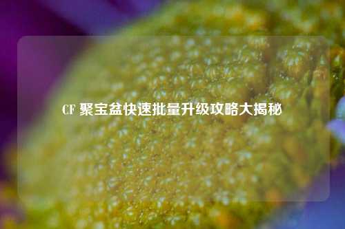CF 聚宝盆快速批量升级攻略大揭秘