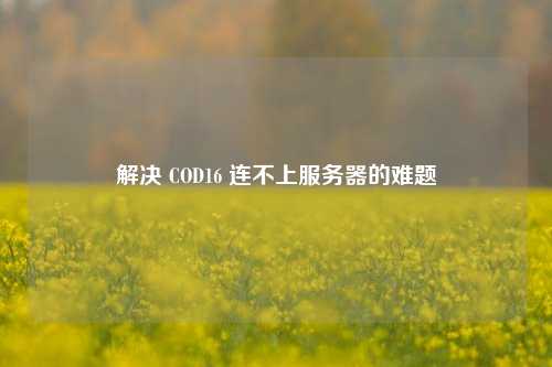 解决 COD16 连不上服务器的难题