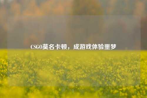 CSGO莫名卡顿,成游戏体验噩梦