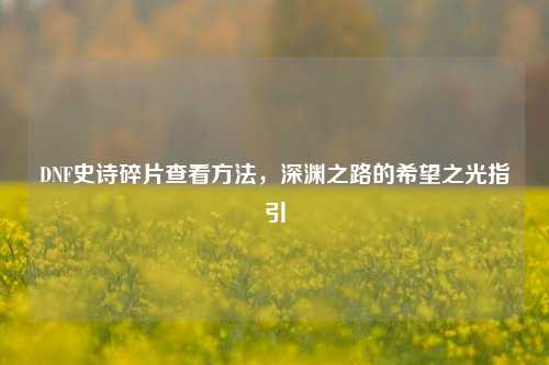 DNF史诗碎片查看方法,深渊之路的希望之光指引