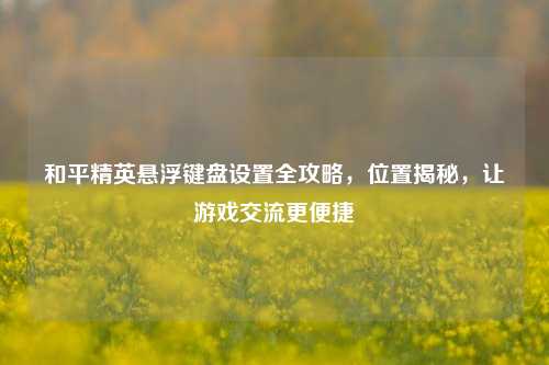 和平精英悬浮键盘设置全攻略,位置揭秘,让游戏交流更便捷