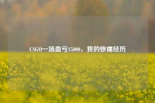 CSGO一场血亏15000,我的惨痛经历