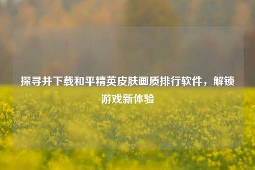 探寻并下载和平精英皮肤画质排行软件,解锁游戏新体验