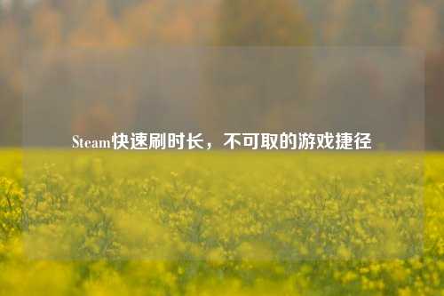 Steam快速刷时长，不可取的游戏捷径