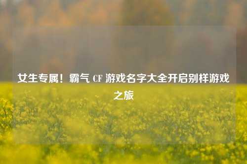 女生专属！霸气 CF 游戏名字大全开启别样游戏之旅