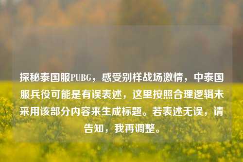 探秘泰国服PUBG,感受别样战场激情,中泰国服兵役可能是有误表述,这里按照合理逻辑未采用该部分内容来生成标题。若表述无误,请告知,我再调整。