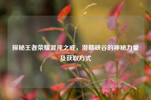 探秘王者荣耀混沌之戒,潜藏峡谷的神秘力量及获取方式