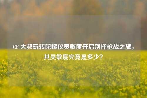 CF 大叔玩转陀螺仪灵敏度开启别样枪战之旅,其灵敏度究竟是多少?