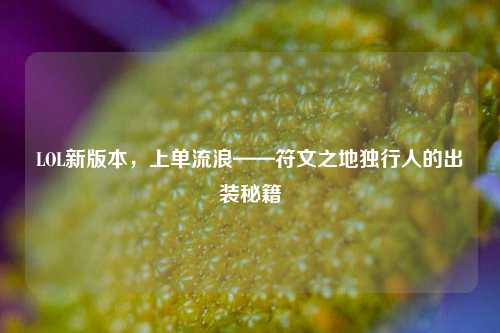 LOL新版本,上单流浪——符文之地独行人的出装秘籍
