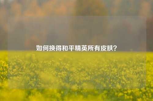 如何换得和平精英所有皮肤?