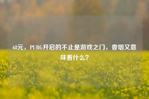 68元,PUBG开启的不止是游戏之门,香烟又意味着什么?