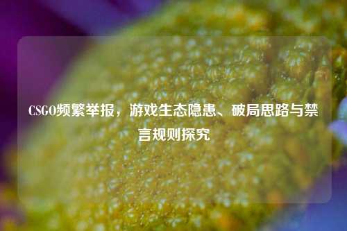 CSGO频繁举报，游戏生态隐患、破局思路与禁言规则探究