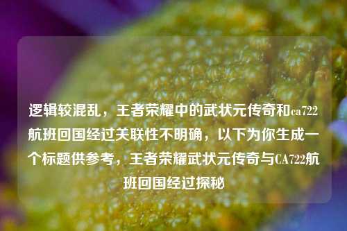 逻辑较混乱,王者荣耀中的武状元传奇和ca722航班回国经过关联性不明确,以下为你生成一个标题供参考,王者荣耀武状元传奇与CA722航班回国经过探秘