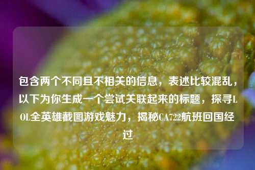 包含两个不同且不相关的信息,表述比较混乱,以下为你生成一个尝试关联起来的标题,探寻LOL全英雄截图游戏魅力,揭秘CA722航班回国经过