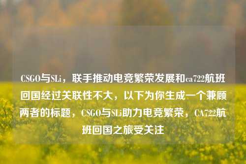 CSGO与SLi,联手推动电竞繁荣发展和ca722航班回国经过关联性不大,以下为你生成一个兼顾两者的标题,CSGO与SLi助力电竞繁荣,CA722航班回国之旅受关注