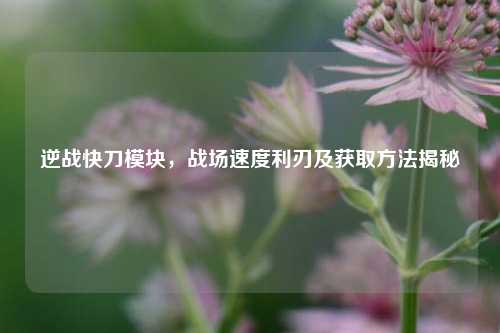 逆战快刀模块,战场速度利刃及获取方法揭秘