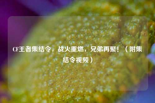 CF王者集结令,战火重燃,兄弟再聚!(附集结令视频)